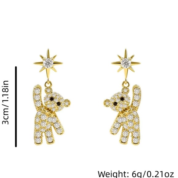 Brand new Cute Little Bear & Eight-pointed Star Pattern Stud Earrings - Picture 4 of 4